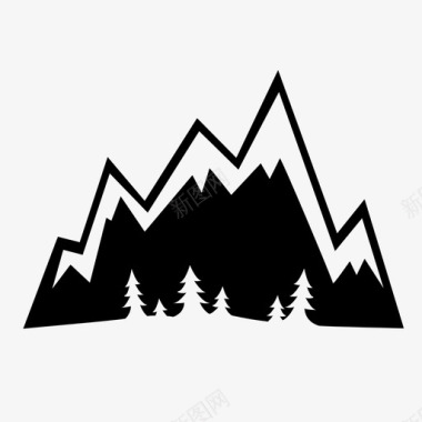 山水墨画山树雪图标图标