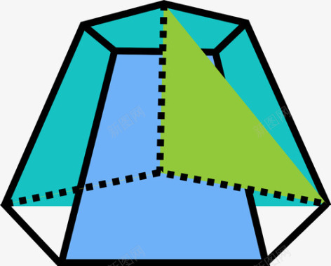 五角金字塔的截头台三维形状图标图标