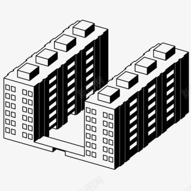 建筑爱心城市住宅楼塔楼结构图标图标