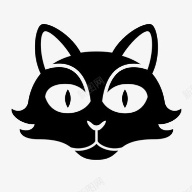 黑猫小猫头图标图标