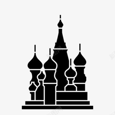 红色的圣巴兹尔大教堂俄罗斯宗教图标图标