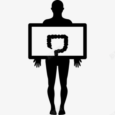 站着的男人举着大肠的形象人身体的一部分图标图标