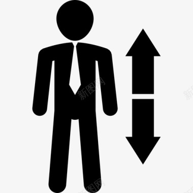 夫妇两箭人类站着与上升和下降箭夫妇人力资源图标图标