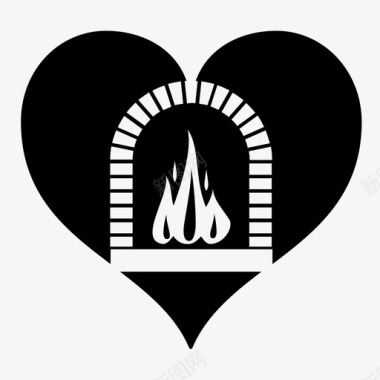 温暖的心壁炉和家情人节图标图标