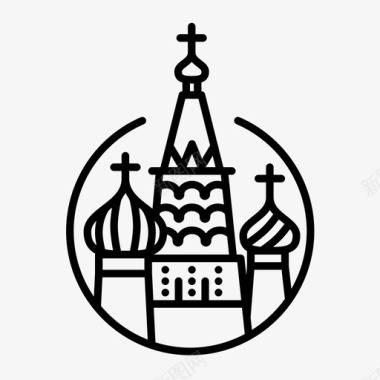 十字架标志莫斯科建筑教堂图标图标