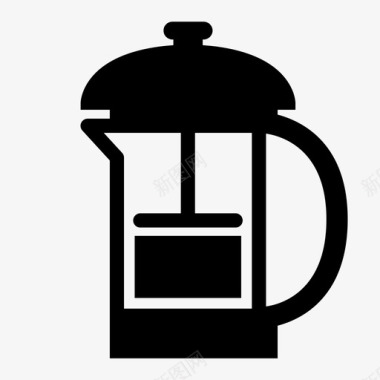 法式榨汁机冲泡壶新鲜咖啡图标图标