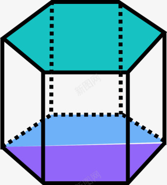 透明物体六角棱镜三维形状图标图标