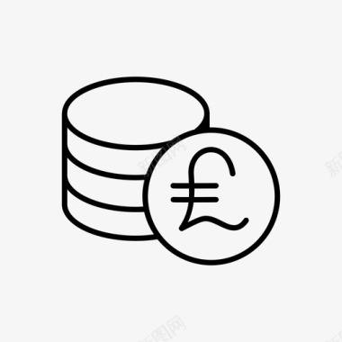 英镑一叠硬币货币图标图标