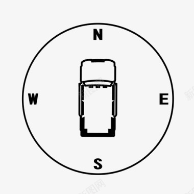 矢量汽车坐标标识自动驾驶汽车罗盘图标图标