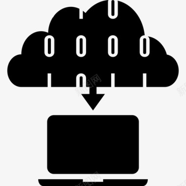 云端连接笔记本电脑并从云端电脑数据图标图标