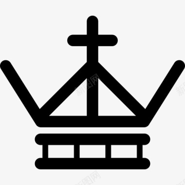 由线条和十字架制成的皇冠变体皇冠图标图标