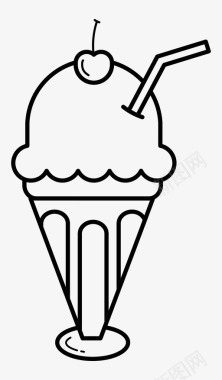 冰淇淋矢量图圣代飘浮款待糖果图标图标