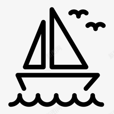 帆船大海油画帆船船旅行图标图标