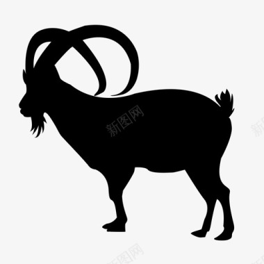 哺乳动物野山羊野生动物公羊图标图标