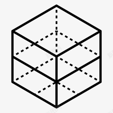 立方体划分透明三维图标图标