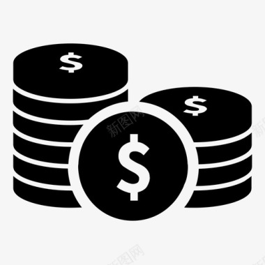 梦想基金美元硬币堆栈电子商务经济图标图标