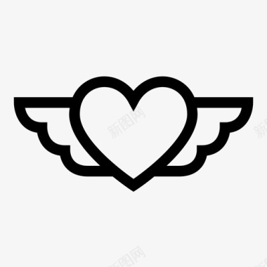 心形和翅膀纹身情人节心形翅膀图标图标
