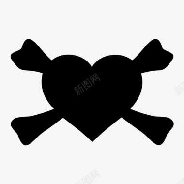 心心和十字骨心和交叉骨海盗图标图标