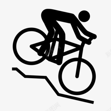 人长久下坡自行车越野自行车山地自行车图标图标