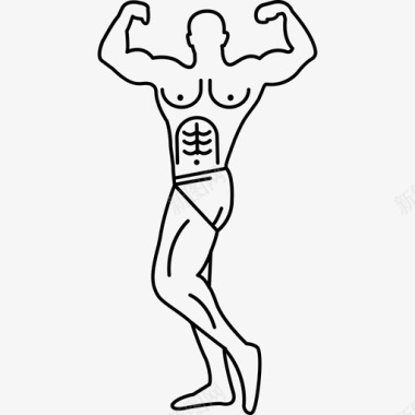 肌肉发达的人展示他的肌肉人体操图标图标