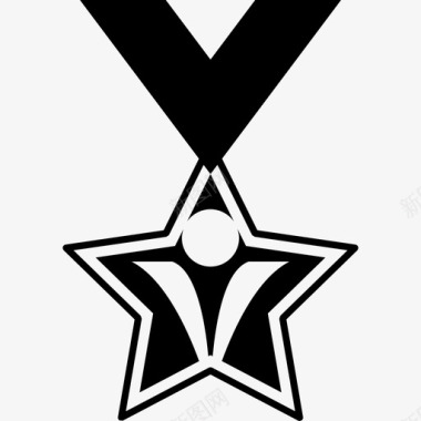 明星勋章悬挂着丝带奖章图标图标