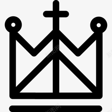 带有十字和线条的皇家宗教皇冠标志皇冠图标图标