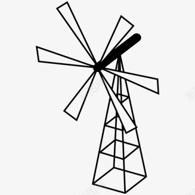 风车塔式磨坊磨坊图标图标