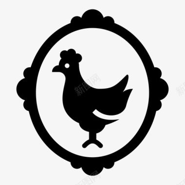 相框传统品种公鸡相框图标图标