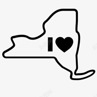 纽约市纽约美国州轮廓图标图标