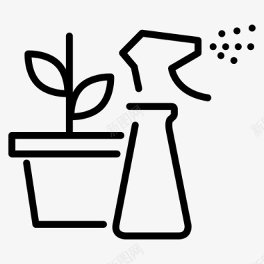 绿色清洁浇灌植物喷雾瓶图标图标