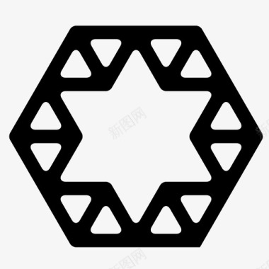 雪花剪纸星希伯来语或犹太图标图标
