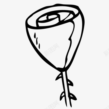 手绘情人节标签玫瑰浪漫红玫瑰图标图标