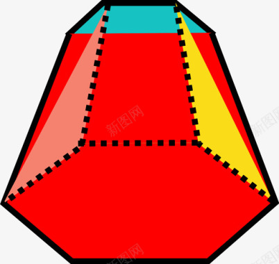 房屋形六角形棱锥体体积三维图标图标
