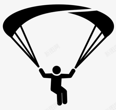 漂浮滑翔伞人降落伞图标图标