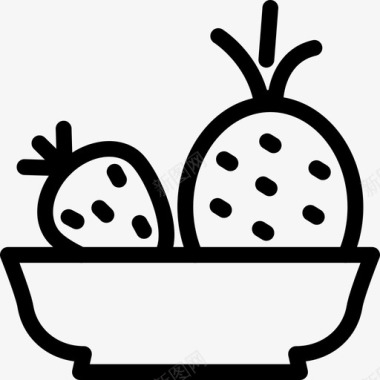 水果碗草莓和石榴小吃图标图标