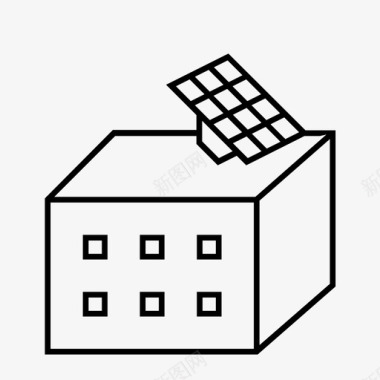 卡通太阳能板太阳能板房屋居住空间图标图标