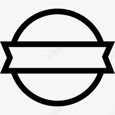 带正面横幅的圆形徽章商务文具图标图标
