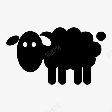 山水墨画绵羊动物羔羊图标图标