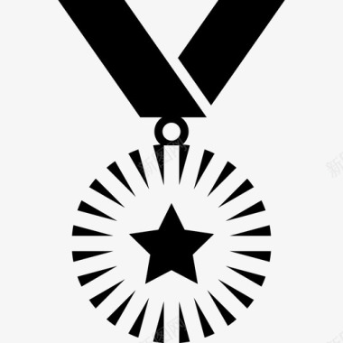 有星星挂着丝带的勋章奖章图标图标