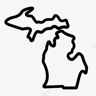 密歇根州美国密歇根州中风图标图标
