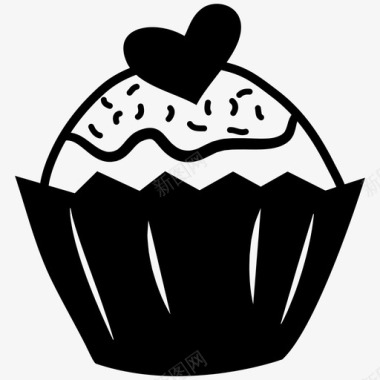 甜蜜杯子蛋糕插图爱情图标图标
