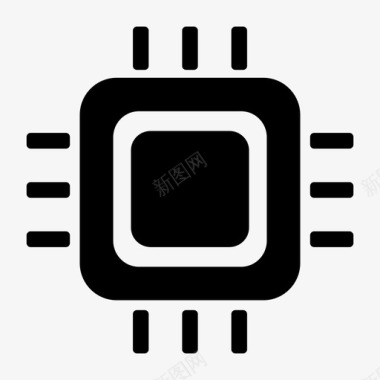 矢量计算机微芯片处理器电子元件图标图标