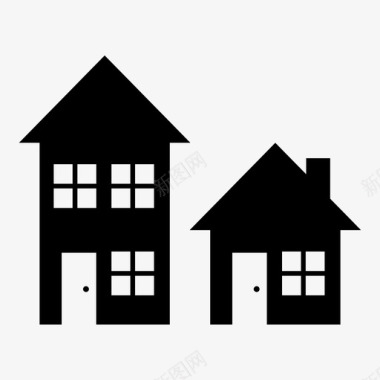 建筑与城市邻居住宅房屋图标图标
