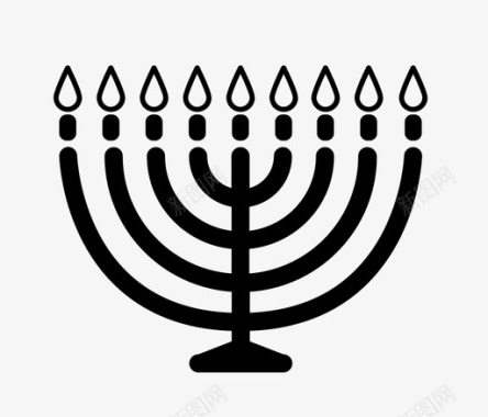 节日庆祝烛台传统犹太教图标图标
