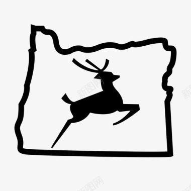 俄勒冈州俄勒冈州制造白鹿标牌图标图标