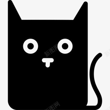 黑衣猫的剪影动物可爱的偶像图标图标