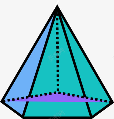 金字塔倒置五角金字塔三维三维形状图标图标