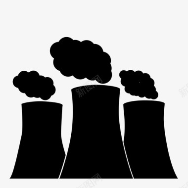 烟雾素材核电站有毒塔图标图标
