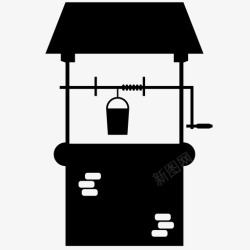 复古老井好吧水井水桶图标高清图片