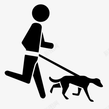 跑步跑步者带着宠物跑步图标图标